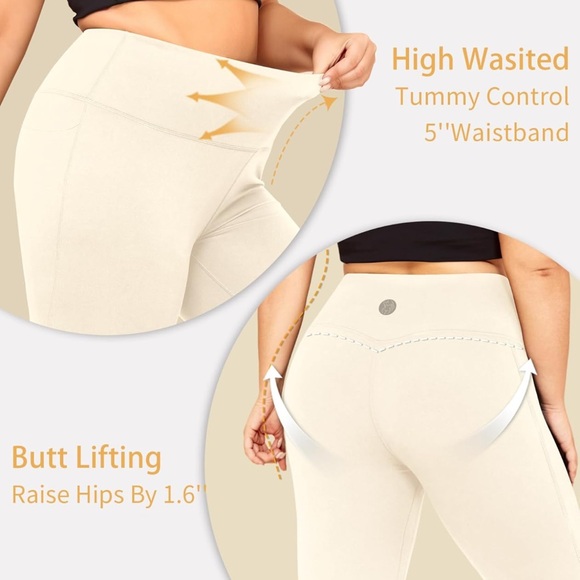 LALAGEN Women Plus Size Biker Shorts with Pockets WHITE - Picture 6 of 6